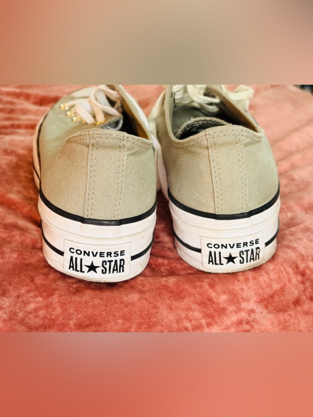 Converse All Stars Platform Low-Top Canvas Sneakers in Sage Green and White - Picture 7 of 9